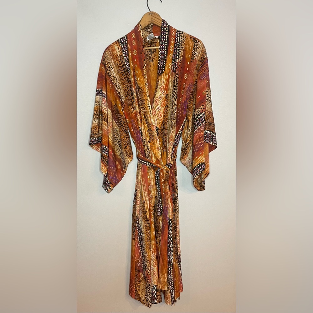 Natori multicolor, print, kimono style robe
